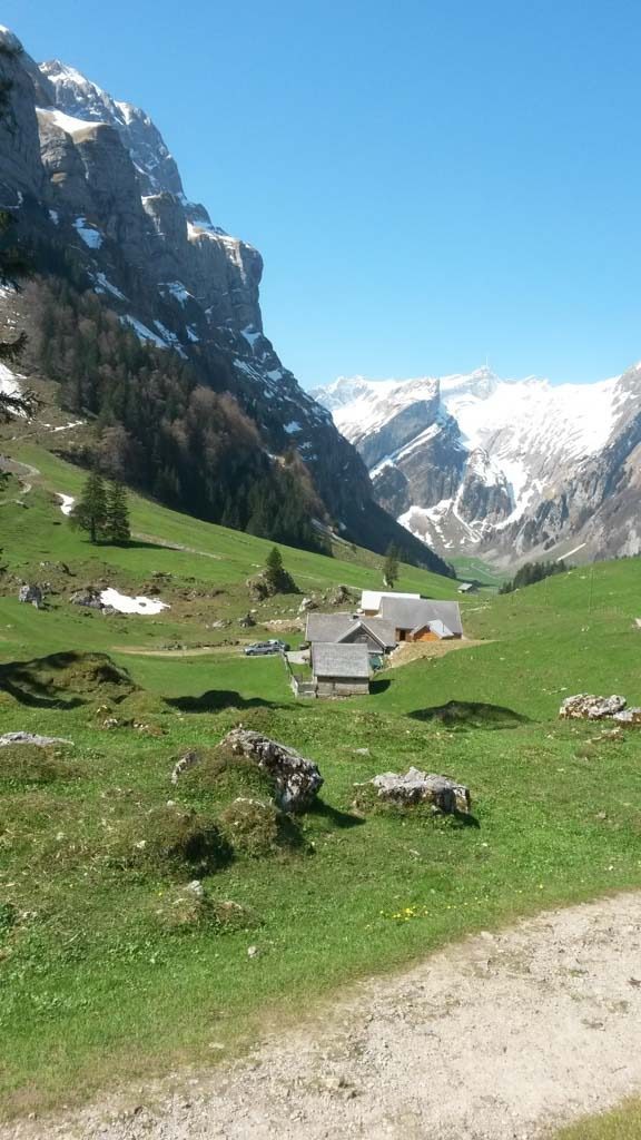Mountain hut and Säntis - small village with a few farms Mountain hut and Säntis - small village with a few farms